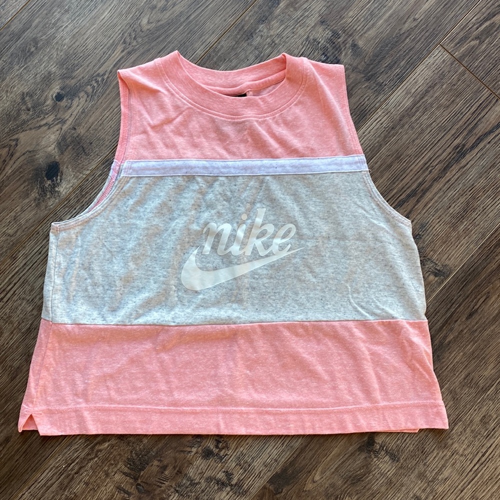 Nike Women's Coral and Light Gray Muscle Tee